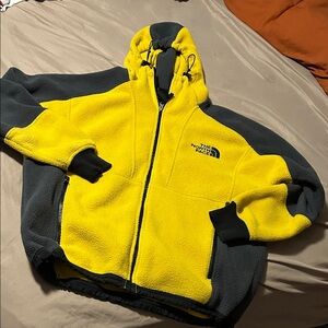 The North Face Yellow and Charcoal Fleece 94 Rage hooded Jacket